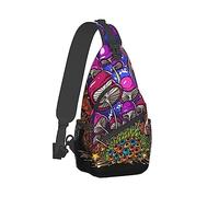 Hombres Sling Shoulder Backpack Packable Transpirable Hombro Pecho Crossbody Bag Psychedelic Ocean Magic Mushrooms Trippy Art Multipropósito Backpacking Bookbag con correa ajustable para el hombro