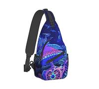 Hombres Sling Shoulder Backpack Plegable Handy Shoulder Chest Crossbody Bag Magic Mushrooms Fairytale Mushrooms Scenery Psychedelic Art Mochila antirrobo Messenger Bag con correa ajustable para el h