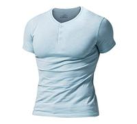 Hombres Slub Henley Camiseta Corto Manga Relajado Ajuste Casual | Camisetas henley ajustadas, corte holgado, abertura 3 botones, camisetas deportivas, entrenamiento gimnasio, entrenamiento