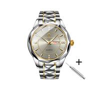 (hombres slv oro gris)Nuevos conjuntos de relojes para él y para ella impermeable acero inoxidable cuarzo