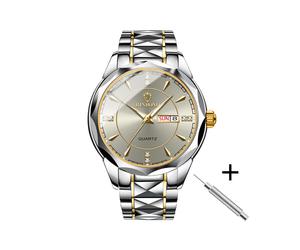 (hombres slv oro gris)Nuevos conjuntos de relojes para él y para ella impermeable acero inoxidable cuarzo