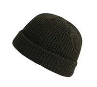 Hombres Sombreros Elegante Sombrero de Moda Cálido Unisex Sólido Punto Casual Invierno Grueso Color Todo Gorra 47 Hombres, Verde militar., Talla única