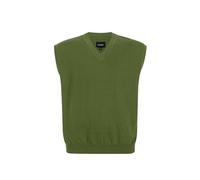 Hombres Suéter Chaleco para Extra Talla: Grande Alto V Cuello Sin Mangas Tejer Algodón Pullover Aceituna 7XL