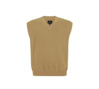 Hombres Suéter Chaleco para Extra Talla: Grande Alto V Cuello Sin Mangas Tejer Algodón Pullover Bronceada 7XL