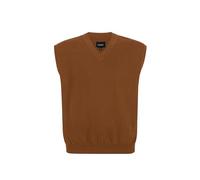 Hombres Suéter Chaleco para Extra Talla: Grande Alto V Cuello Sin Mangas Tejer Algodón Pullover Camello 2XL