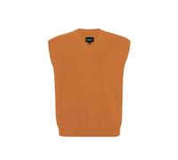 Hombres Suéter Chaleco para Extra Talla: Grande Alto V Cuello Sin Mangas Tejer Algodón Pullover Naranja 7XL