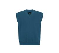 Hombres Suéter Chaleco para Extra Talla: Grande Alto V Cuello Sin Mangas Tejer Algodón Pullover Vaqueros Azul 4XL