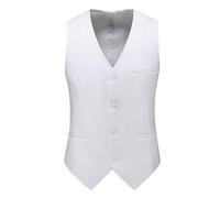 Hombres Traje de negocios Chaleco chaqueta sin mangas Business Dress de novia Slim Fit Top, blanco, 6X-Large
