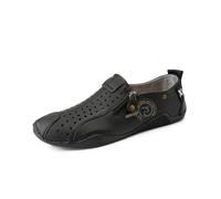 Hombres Transpirable Zapatos Casuales Cómodo Cuero Mocasines Al Aire Libre Senderismo Conducción Zapatos Ligero Negro 45 EU