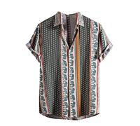 Hombres Vintage Camisa 3D Estilo Étnico Camisas de Manga Corta de impresión Moda Retro Occidental Azteca Impreso T Shirt Verano Regular Botón Casual Playa Blusa Top