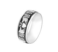 Hombres Vintage Heart Titanium Steel Finger Ring Wedding Band Party Jewelry Gift Silver US 7 Clever and Attractive
