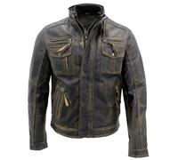 Infinity Leather Negro de la vendimia caliente Brando chaqueta de motociclista de cuero de los hombres XL
