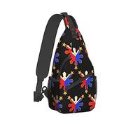 Hombres y mujeres Gimnasio Crossbody Saco Satchel Bolsa de senderismo al aire libre, Pinoy Bandera filipina Estrellas y Sun Art Sling Bag Mochila Mochila para viajes Senderismo Pequeña herramienta M