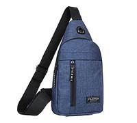 Hombres y mujeres pequeño bolso de hombro bandolera multiusos una correa bolsa de deporte con agujero para auriculares de mensajero para hombres para trabajo, azul, Talla única