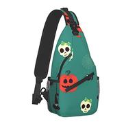 Hombres y Mujeres Sling Bag Chest Daypack Happy Halloween Decoraciones Disfraces Calabaza Calavera Hombro Mochila Crossbody para Senderismo Camping Correr Mochila antirrobo de Gran Capacidad