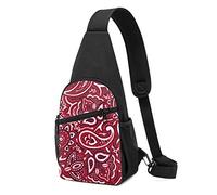 Hombres y Mujeres Sling Bag Chest Daypack Paisley Bandana Red Shoulder Backpack Crossbody para Senderismo Camping Running Mochila antirrobo de Gran Capacidad, Talla única