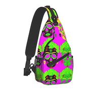 Hombres y Mujeres Sling Bag Chest Daypack Skull con Hombro Floral Mochila Crossbody para Senderismo Camping Running Mochila antirrobo de Gran Capacidad