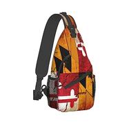 Hombres y mujeres Sling Shoulder Backpack Casual Carrying Tote Case Crossbody Travel Bag Anti Robo Multiusos Carry On Bag, Vintage Wooden Maryland Flag Art Crossbody Bag