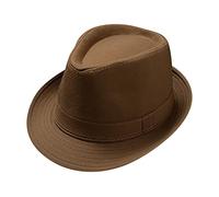 Hombres y Mujeres Unisex Estilo británico Color sólido Jazz Hat Sun Hat (Coffee, One Size)