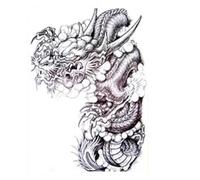 Hombro Etiqueta Engomada Del Tatuaje A Prueba De Agua Dragón Arte Corporal Hombre Medio Brazo Tatuajes Manga Hombres Tatuaje (35 * 25 cm)(002)