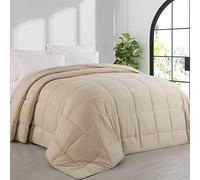 HOMBYS 136x120 Alaskan King Size Comforter for All Season, Oversized Duvet Insert, Extra Large Down Alternative Bed Comforter with Corner Tabs, Beige