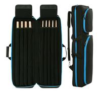 HOMBYS 4x5 Pool Cue Case Holds 4 Butts & 5 Shafts, Billiard Stick Carrying Case Pool Stick Bag with Large Capacity Accessories Pockets (Black with Blue, Large-33.5"x3.54"x7.68")