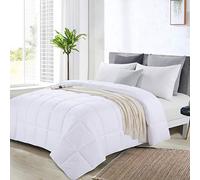 HOMBYS Edredón tamaño King Extragrande de 120 x 98 Pulgadas, Relleno de edredón Acolchado Ligero Alternativo para Todas Las Estaciones, Blanco, 8 pestañas en Las Esquinas