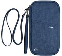 Homchen Cartera de viaje porta pasaporte familiar bloqueo RFID & organizador para 5 pasaportes, tarjetas de crédito, billetes de avión, dinero, turquesa, L