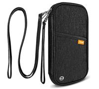 Homchen Cartera de viaje porta pasaporte familiar bloqueo RFID & organizador para 5 pasaportes, tarjetas de crédito, billetes de avión, dinero, Negro, L