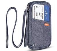 homchen Cartera de viaje porta pasaporte familiar porta documentos bloqueo RFID & organizador para 5 pasaportes, tarjetas de crédito, billetes de avión, dinero, gris, L, Clásico