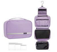 homchen Neceser colgante Kit de viaje para hombres y mujeres, Actualizado Gran Capacidad Bolsa de aseo Bolsa de maquillaje con 4 compartimentos, Tamaño Compacto Plegable, morado