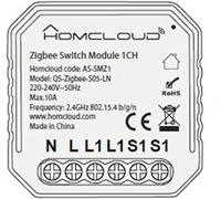Homcloud Módulo Interruptor 1 Canal Zigbee Inteligente AS-SMZ1 Blanco