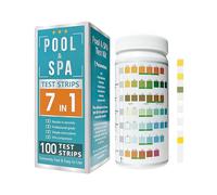 Homcoice 7 en 1 Tiras pH Piscina y Spa 100pcs, Fácil de usar y preciso kit Análisis Agua, profesional Test para pH, alcalinidad, dureza, cloro, bromo y ácido cianúric