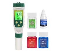 Homcoice Medidor PH 5 en 1, PH EC TDS Salinidad Temperatura Meter con Innovadora Pantalla Simultánea Tres Datos, IP67 Impermeable Tester Salinidad PH para Piscina, Agua Potable, Acuarios, Hidrofonía