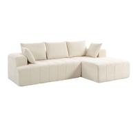 HOMCOM 101" Sofá seccional con Chaise Longue, Chenille, 3 plazas, Beige | Boneless Cloud Sofa Bed, Sofá en forma de L, Cojín de muelles, Asiento amplio y profundo, Brazos anchos, Sin montaje