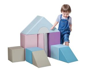 HOMCOM 11 Piezas de Bloques Blandos, Bloques de Espuma, Juego de Bloques de construcción para retozar, Escalada, Bloques Gigantes Suaves, Bloques de construcción para niños de 1 a 3 años, Piel