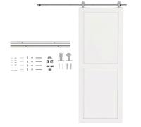HOMCOM 152CM Herrajes puerta corredera de granero, riel de puerta corredera de 76 cm de ancho, grosor 30 mm, carga 80 kg, resistente acero inoxidable 304, plateado
