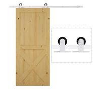 HOMCOM 183 cm Herraje para Puerta Kit de Accesorios para Puerta Corrediza de Madera con Guía de Suelo Riel de Acero al Carbono Blanco Aosom España