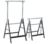 HOMCOM 2 Caballetes Telescópicos Plegables con Altura Ajustable 80-130 cm Negro