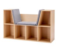 HOMCOM 2 en 1 Estantería para niños + Banco con Cojín 103x30x62 cm Blanco + Gris Aosom España