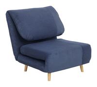 HOMCOM 2 en 1 Sillón Cama para Invitados reposacabezas ajustable en Terciopelo de Cordón 82x89x83 cm Azul Aosom España