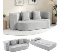 HOMCOM 2-en-1 Sofá Cama 2 Plazas sin Marco Chenille Gris Claro