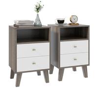 HOMCOM 2 mesitas noche, 2 cajones, 40x34x64 cm, Gris