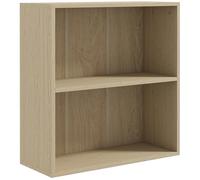 HOMCOM 2 Niveles estantería Baja con Compartimentos, Madera Natural
