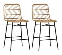 HOMCOM 2 Taburetes Altos de Cocina con Respaldo Modernas 120 kg Marrón | Asiento de Ratán, Sillas de Bar, para Cocina Comedor