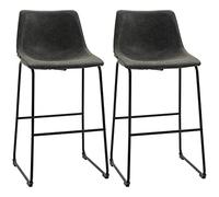 HOMCOM 2 Taburetes Altos de Cocina Tapizado en PU Taburetes de Bar con Respaldo Patas de Acero y Reposapiés para Comedor Carga 110 kg 47x54x99 cm Gris Oscuro