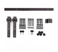 HOMCOM Kit de Herraje para Puerta Corredera de Madera 200 cm Accesorios Guía de Riel Acero al Carbono Carga 90 kg Marrón Aosom España