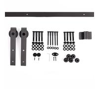 HOMCOM 200 cm Herraje para Puerta Corredera de Madera Kit de Accesorios Guía de Riel con Tornillos Carga Máx. 90 kg Acero al Carbono Marrón Chocolate