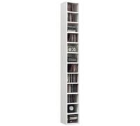 HOMCOM 204 Estante para CD Estrecho 12 Niveles 175 cm, Negro | Estante alto, torre de almacenamiento, sala de estar, oficina en casa, cuarto de estudio