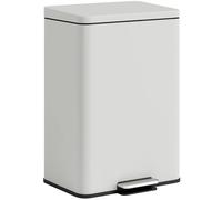 HOMCOM 20L Cubo Cocina Tapa Suave Metal Pedal Crema